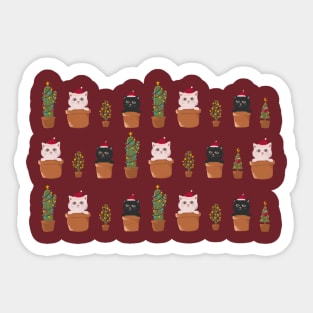 Cat and Plants Christmas tree cactus gifts Sticker